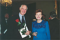 John Joseph McDermott with the president of Latvia, receiving The Order of the Three Stars 